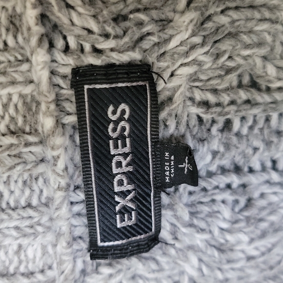 Express Y2K Preppy Collared Button Front Chunky Grandpa Knit Cardigan Large - Picture 2 of 7